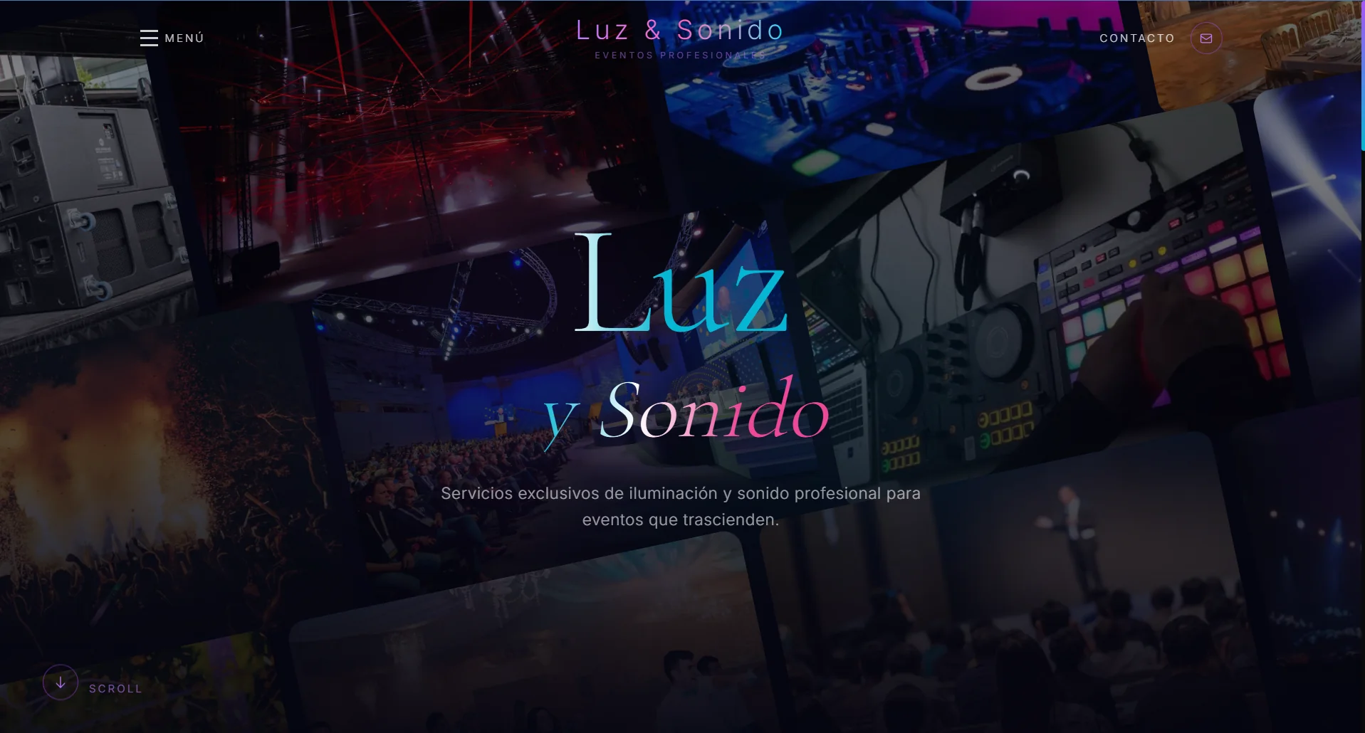 Página web de servicios audiovisuales Luz y Sonido